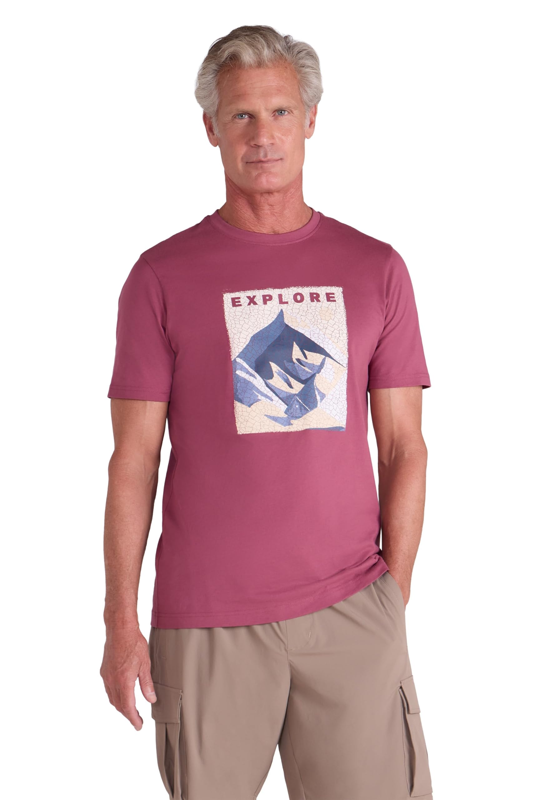 Mountain Warehouse Explore Mens T-Shirt - Lightweight & Breathable Tee Shirt with UV Protection, Casual Wear- Spring, Summer Walking, Outdoors, Travelling & Hiking Dark Pink 4XL