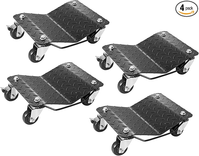VEVOR Car Wheel Dolly, 6000 lbs/2722 kg Car Moving Cart with Brakes, Set of 4 Piece, Heavy-Duty Vehicle Dolly, Moving Cars, Trucks, Trailers, Motorcycles, and Boats