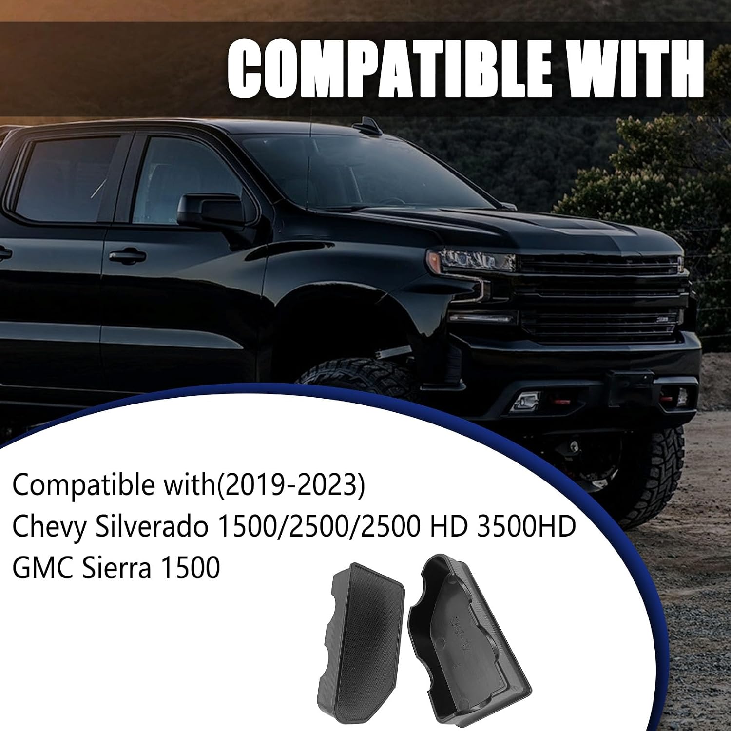 Bed Rail Hole Plugs Custom Stake Pocket Covers Compatible with 2019-2023 GMC Sierra and Chevy Silverado 1500 2500HD 3500HD Sierra Denali SLE SLT AT4 Silverado High Country LT LTZ (2 × Pack)