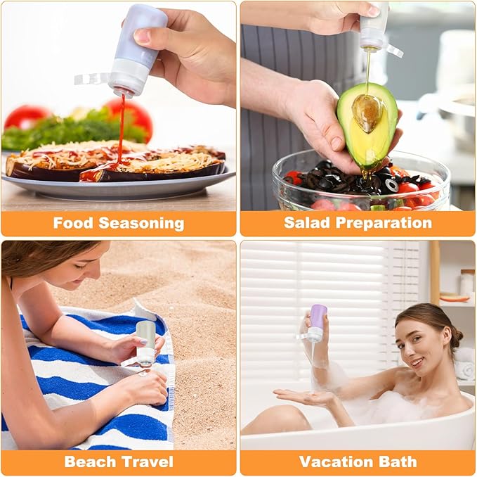 4 Botellas Squeeze para Salsas 2 oz, Silicone, Antiderrames miniatura 8