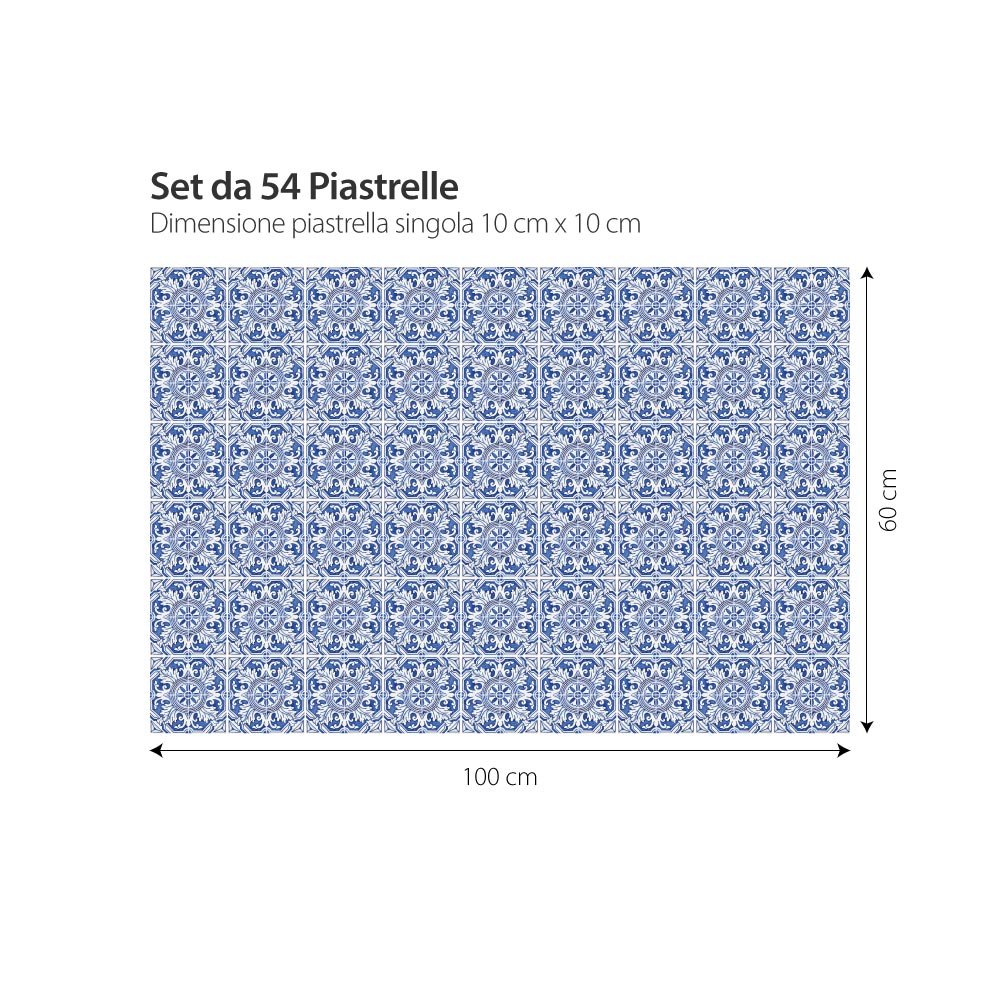 RE-COVERTILES - Adesivi Piastrelle Cucina Bagno Mattonelle Adesive In PVC Impermeabili Antigraffio Stickers Decorazione Parete Cementine Peel And Stick - Modello 54 Pz 10x10 Cm PS00195 Made In Italy
