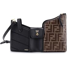 Pre-Loved Bustine 3 Pockets Crossbody Bag Leather and Zucca Coated Canvas Mini, Brown