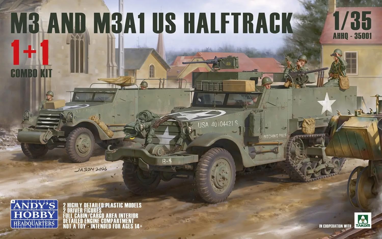 Tacom Andies Hobby HQ 1/35 USA M3 M3A1 Half Truck 1+1 Combo Kit Model plastikowy TKOAHHQ-35001