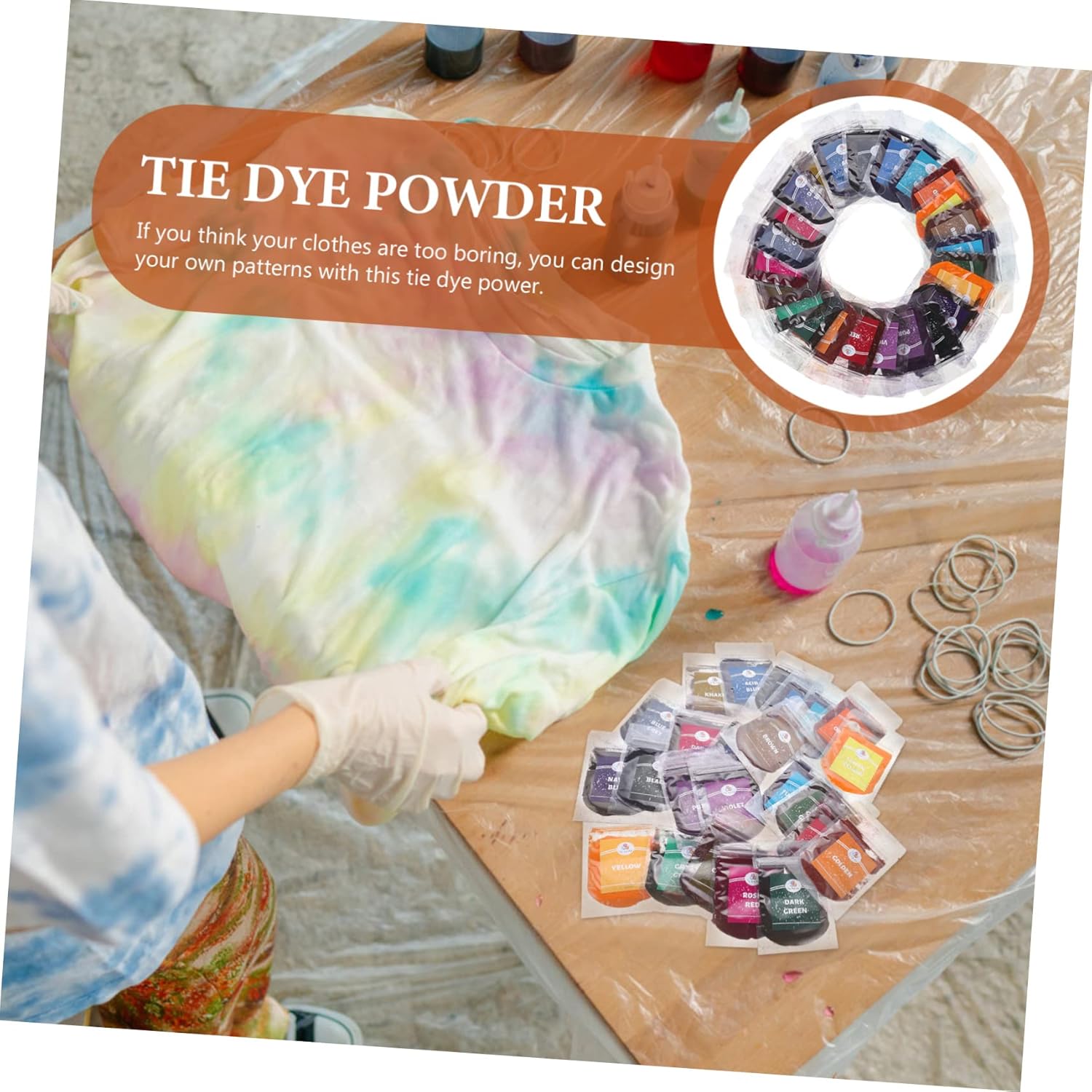 Gadpiparty Tie Dye Powder for DIY Fabric Dyeing Bright Pigment for Non Fading Color Refills for Adults Craft Parties and Halloween Activities
