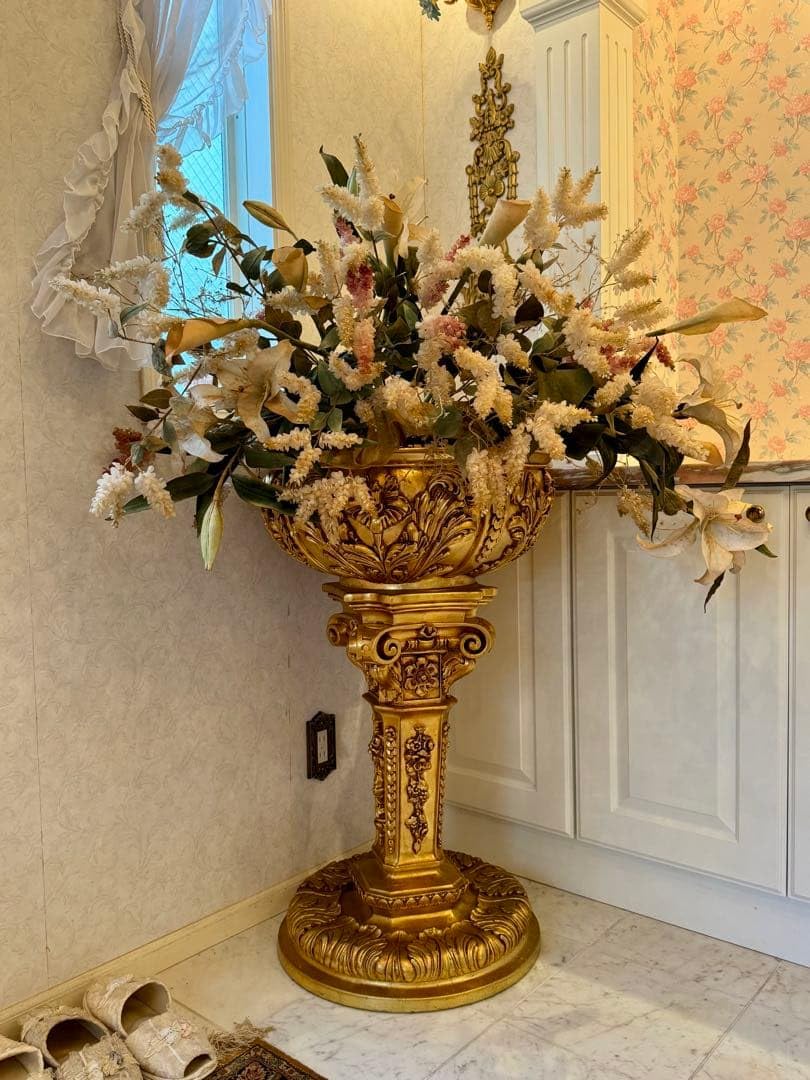 ゴールド SILIK シリック イタリア製 金箔 花台 フラワースタンド Amazon.co.jp: ゴールド SILIK シリック イタリア製 金箔 花台