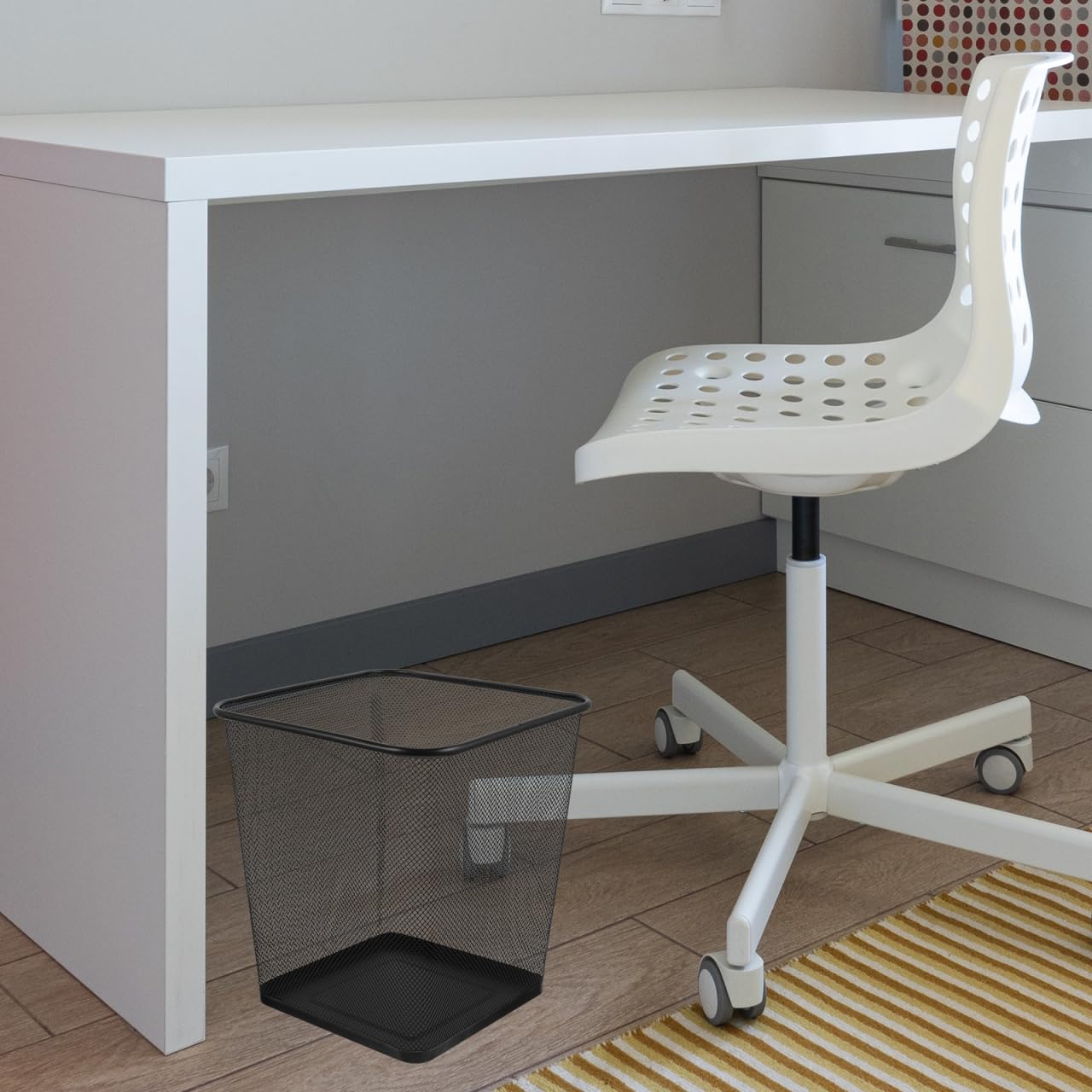 GANAZONO Black Mesh Square Trash Cans, Waste Basket with Open-Top for Office, Home, Kitchen