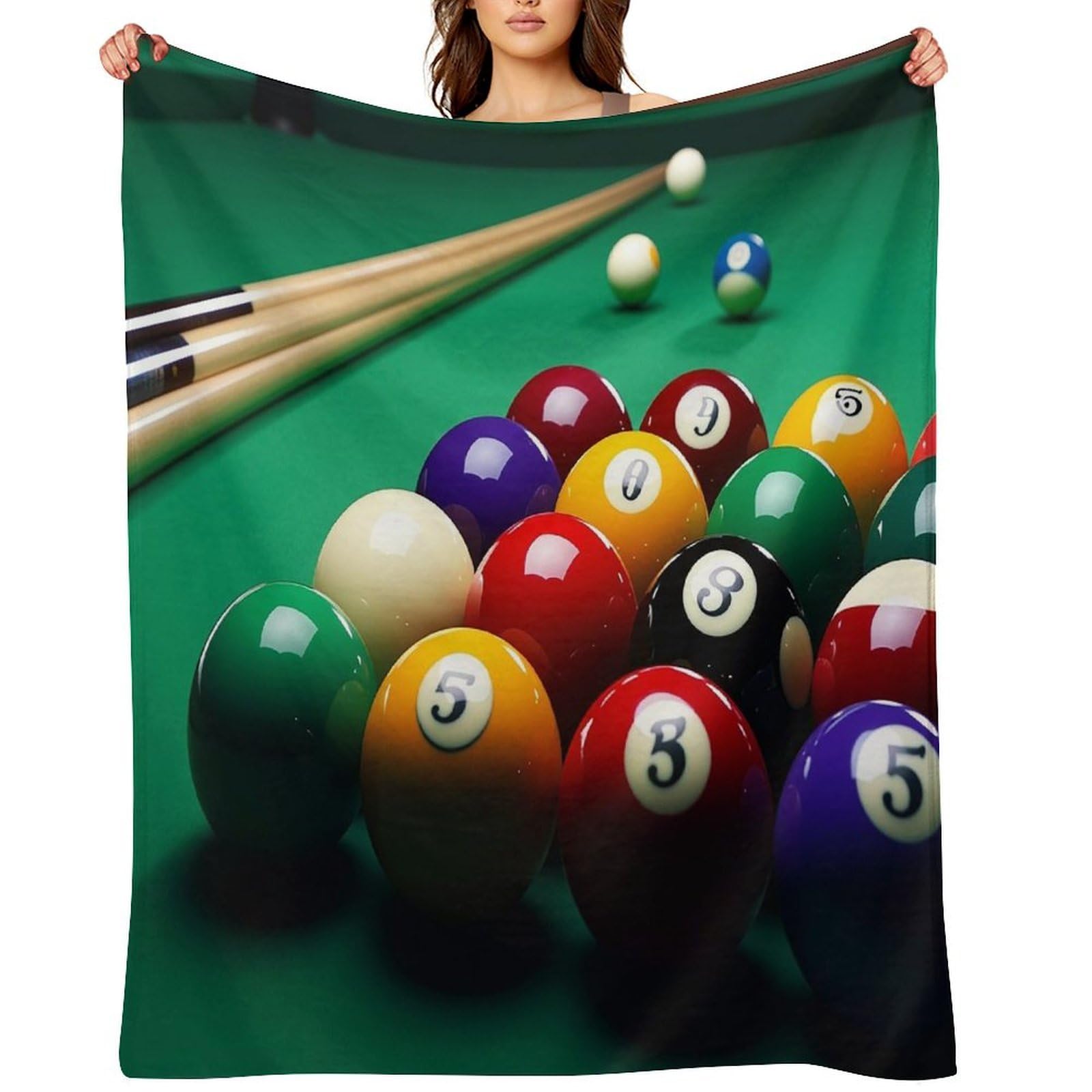 Flannel Fleece Throw Blanket - 60"x80" Super Soft Plush,Lightweight Wrinkle Resistant Cozy Billiards Blanket for Couch Sofa Bed Travel Camping and Gift