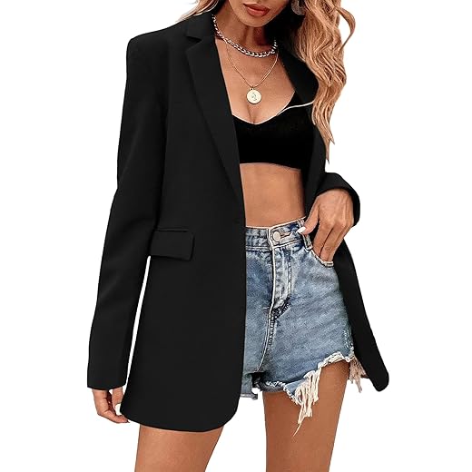 Febriajuce Women's Long-Sleeve Oversized Lapel Blazer