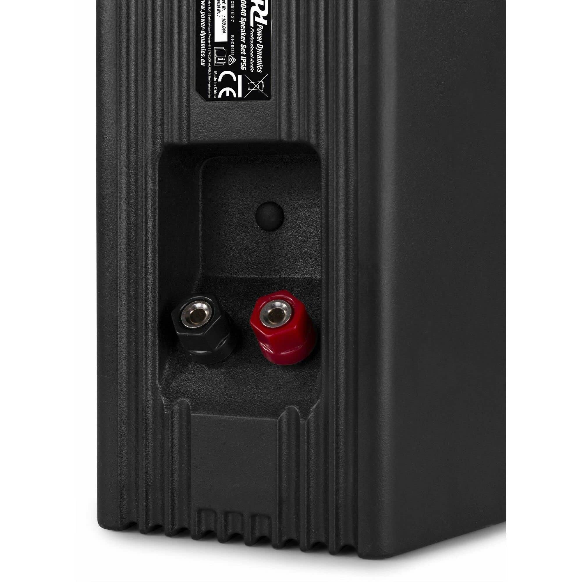 Power Dynamics BGO40 Set di Diffusori - Altoparlante a 2 Vie, Woofer da 4", Driver Tweeter da 3/4", Potenza di Picco: 100 W, Uso Interno/Esterno, Connessione Flangia, Montaggio a Parete, Nero