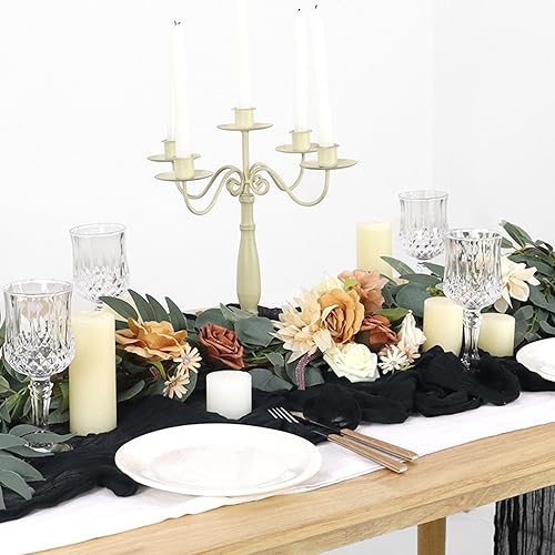 Miniatura 3 de Camino de mesa de gasa negra de 36 x 120 pulgadas, camino de mesa de gasa para queso, mantel rústico para bodas, centros de mesa bohemios para