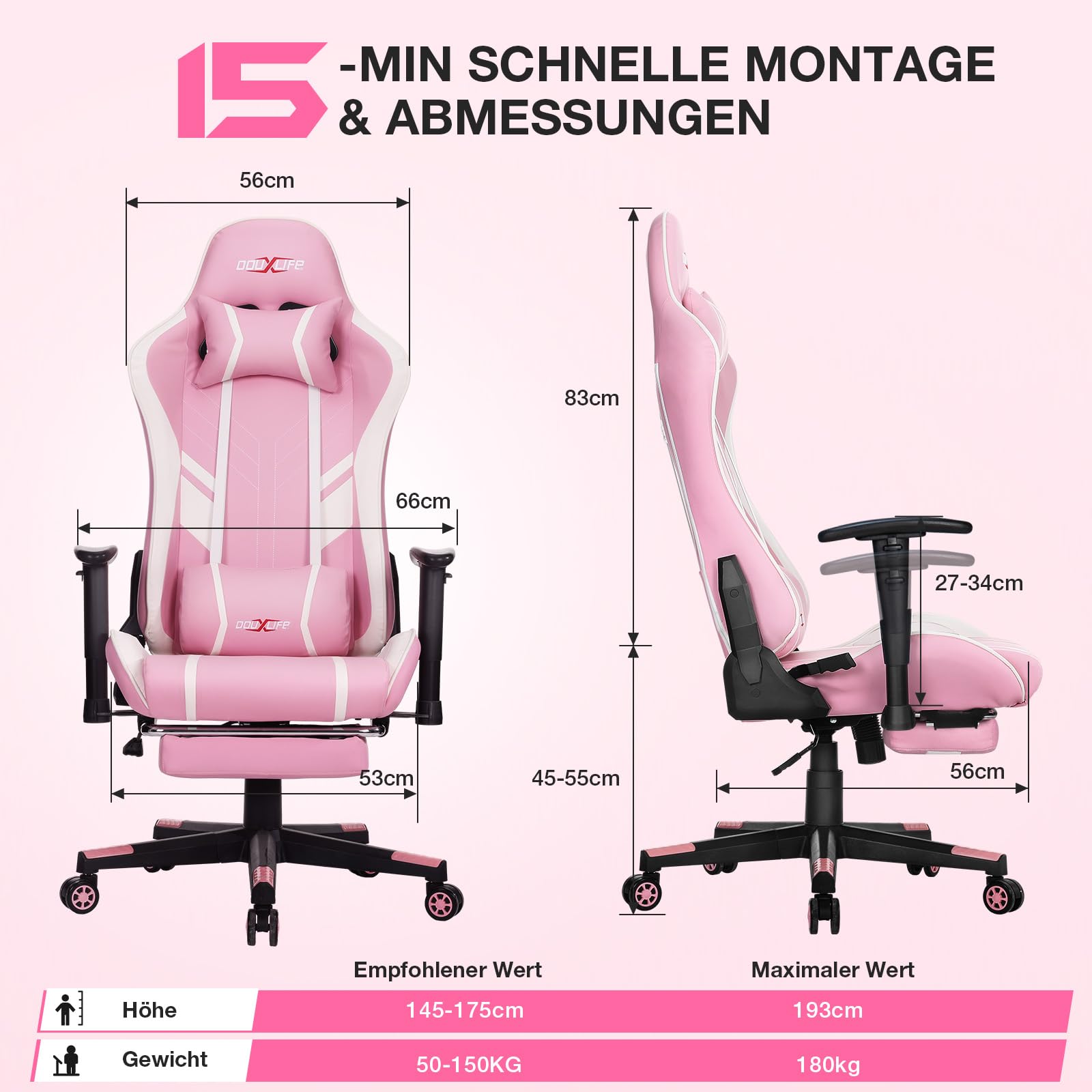 Douxlife Gaming Chair 7-Punkte Massage, Fußstütze, 175° Sitzlehne_adjustierbar - Dettaglio