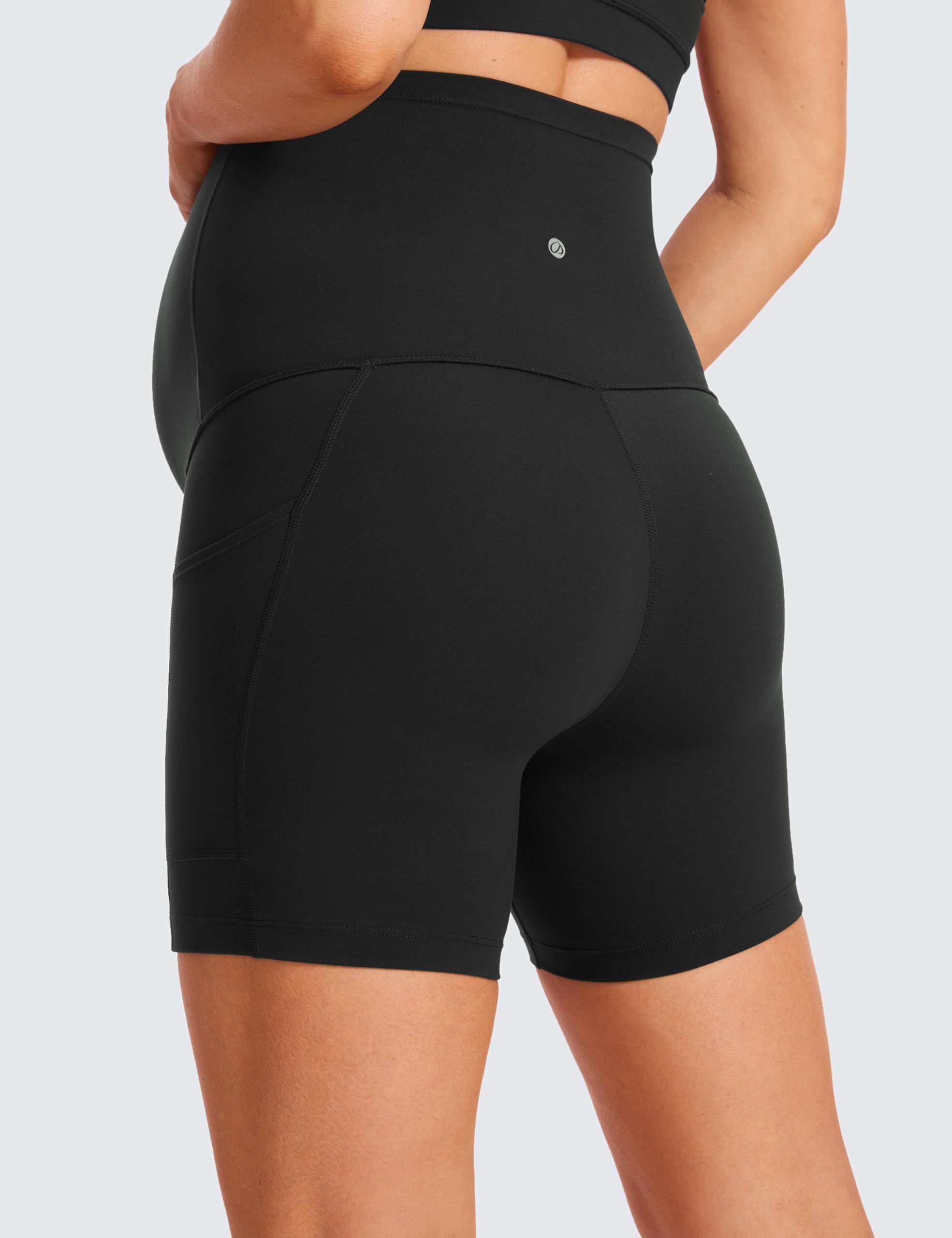 CRZ YOGA Mujeres Butterluxe Maternidad Yoga Bermudas con Bolsillo Ejercicio Correr Atlético sobre el Vientre - 13cm/20cm