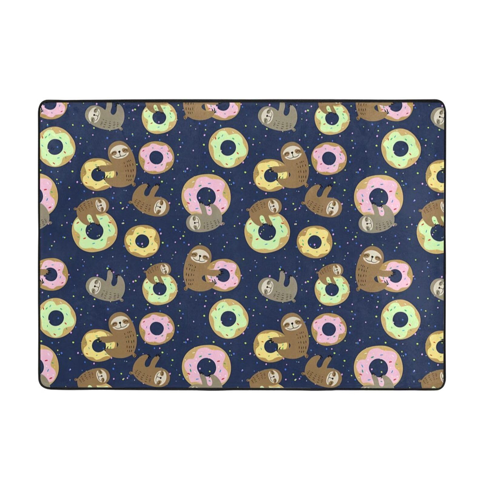 Alfombra de perezosos y donuts de felpa 80x58 para proteccion del suelo