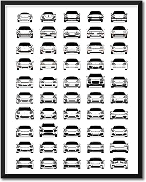 Custom Car Posters CUSTOMIZABLE COLOR Handmade Poster compatible with Porsche Evolution Print Wall Art Decor Best of Porsche Generations 8x10 Satin Print Unframed for Car Enthusiast