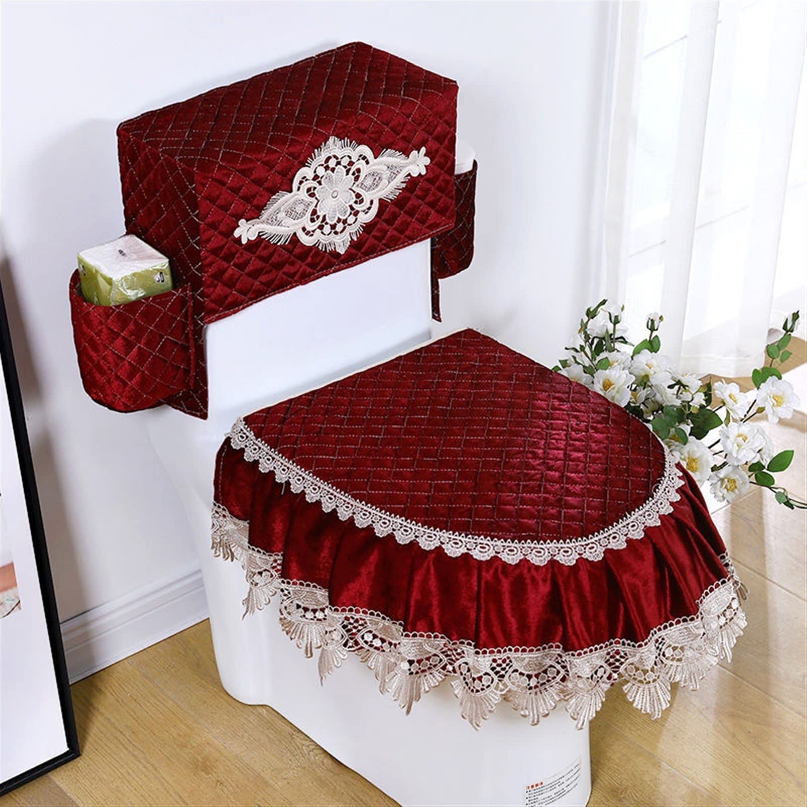 Housse de siège de toilette lavable rouge pour éliminer la sensation de contact froid