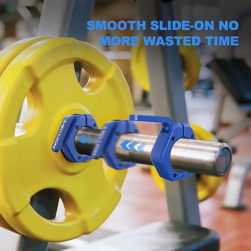 Miniatura 5 de Abrazaderas olímpicas de barra de 2 pulgadas (par) collares de barra para levantamiento de pesas seguro, clips de peso de liberación rápida para