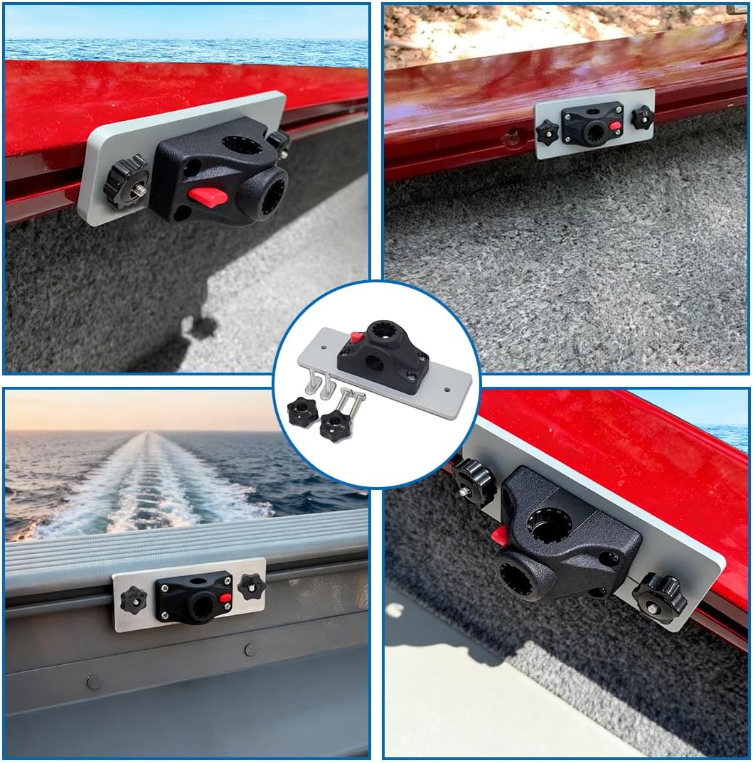 Universal Track Bracket, 360° Rotating Fishing Rod Base for Versatrack System, Lund Sport Track, Ranger Track System, G3, Smokercraft, Lowe Boat Gunnel Track