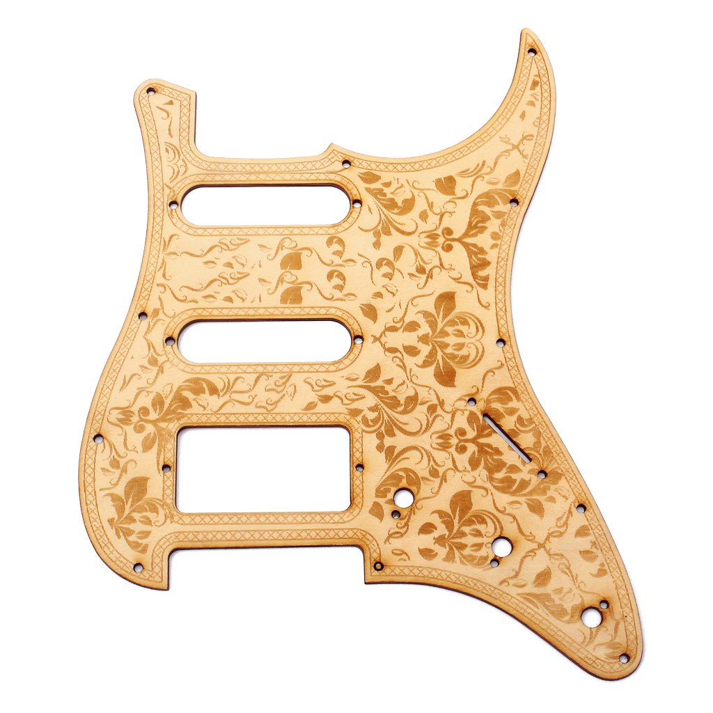 Alnicov SSH Battipenna in legno a 11 fori per chitarra in legno d'acero con motivo floreale decorativo per chitarre elettriche ST