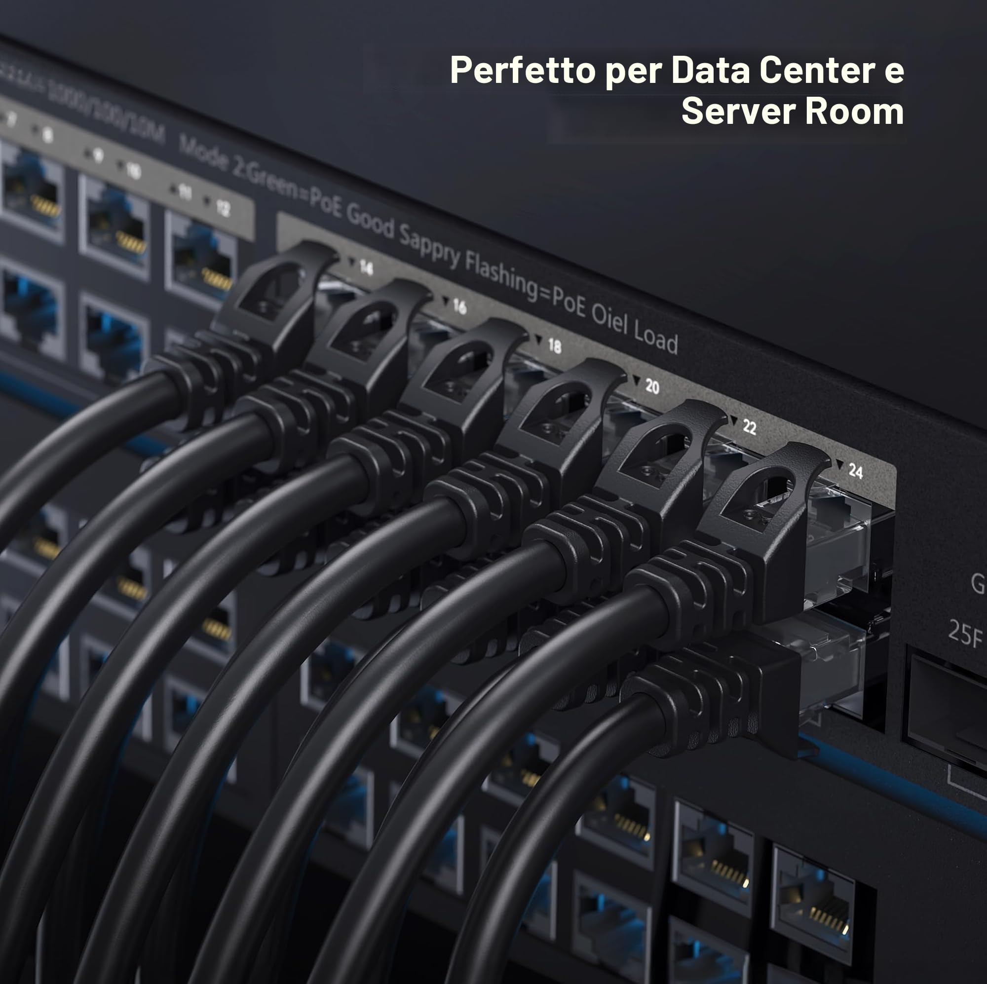 Cable Matters Confezione da 5 cavi Ethernet Cat6 corti da 10 Gbps, antigroviglio, 0,3 m (cavo Cat6, cavo Cat 6) in nero, 0,3 metri
