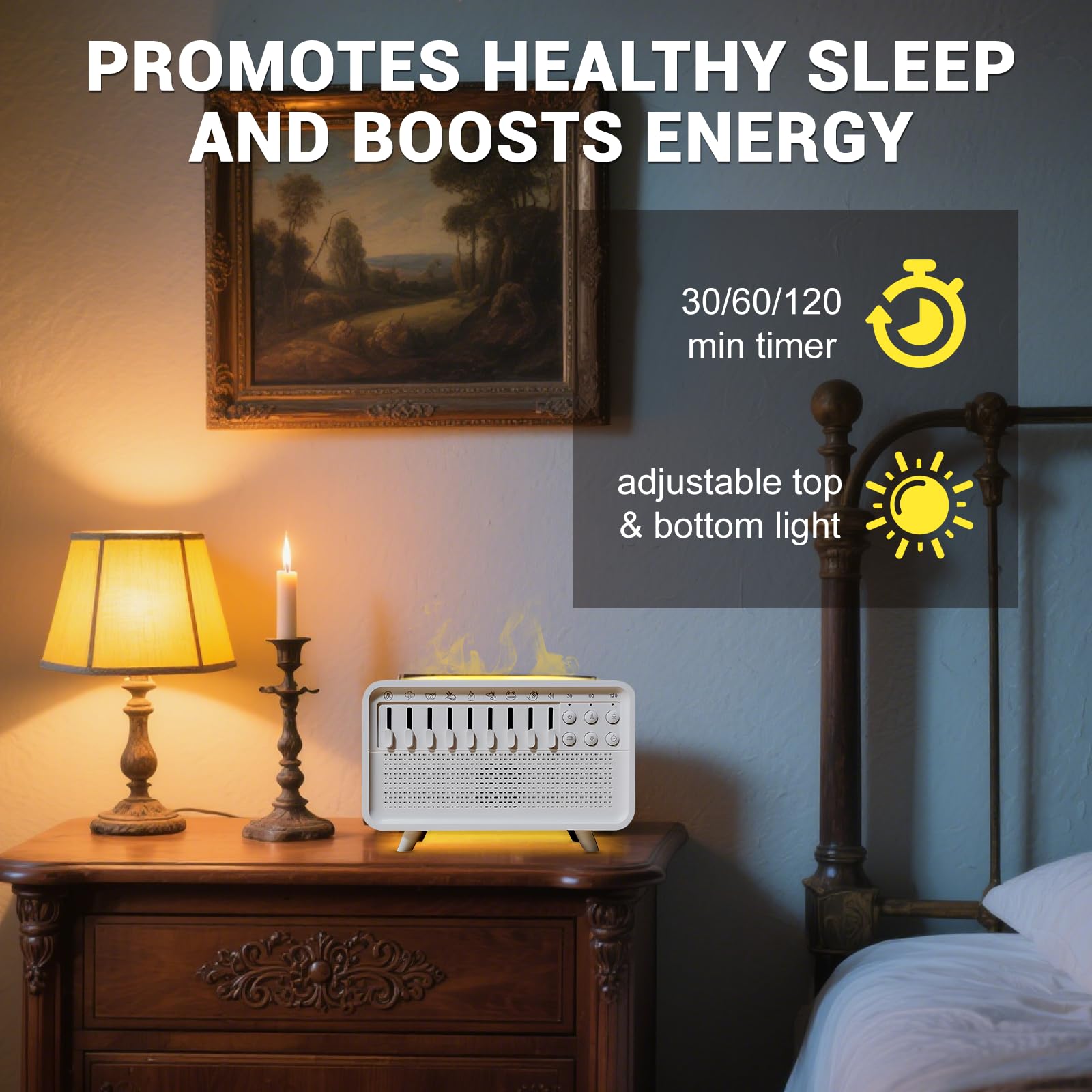 4 in 1 White Noise Machine, Bianco Rumore Umidificatore con 8 suoni naturali, Sleep Sound Box con altoparlante Bluetooth e 3 timer, diffusore di aromi per bambini, adulti, camera da letto