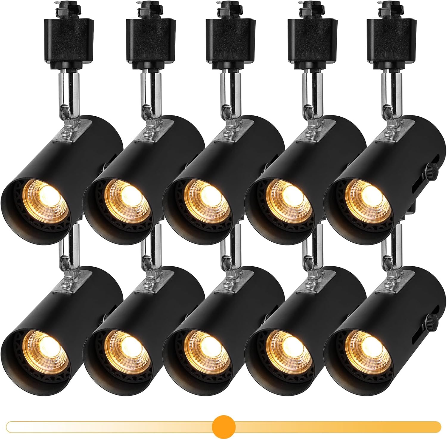 EAGLOD H Track Lighting Heads, 8W Dimmable LED Track Light Head for Accent Art, Halo Track Light Fixtures 3000K Warm White 110V Zoomable- 10 Pack (Black)
