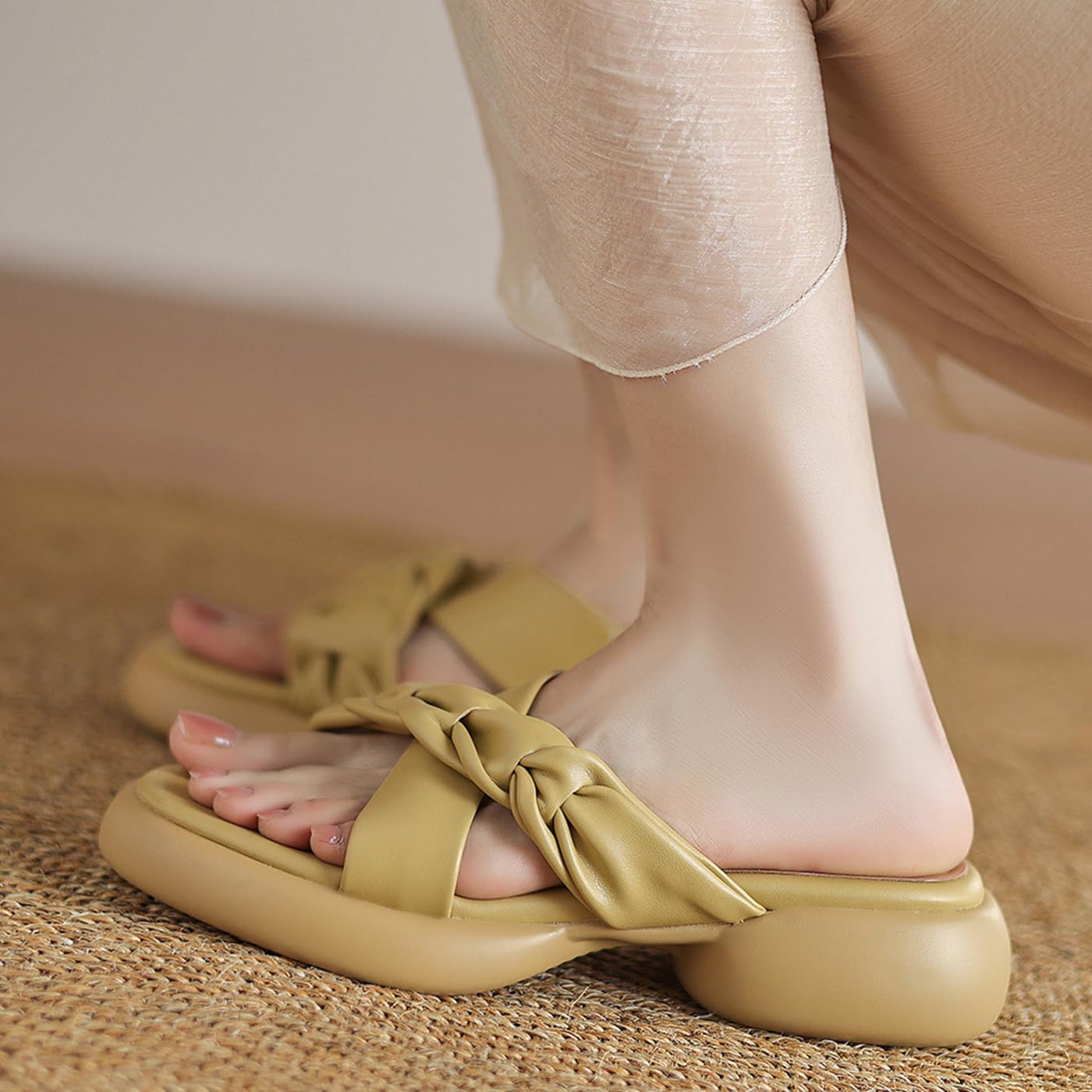 Sandali Platform Donna Punta Aperta Punta Tonda 4 cm | Suola gomma, Fodera PU, Platform 4 cm, Slip On, Stile casual estivo