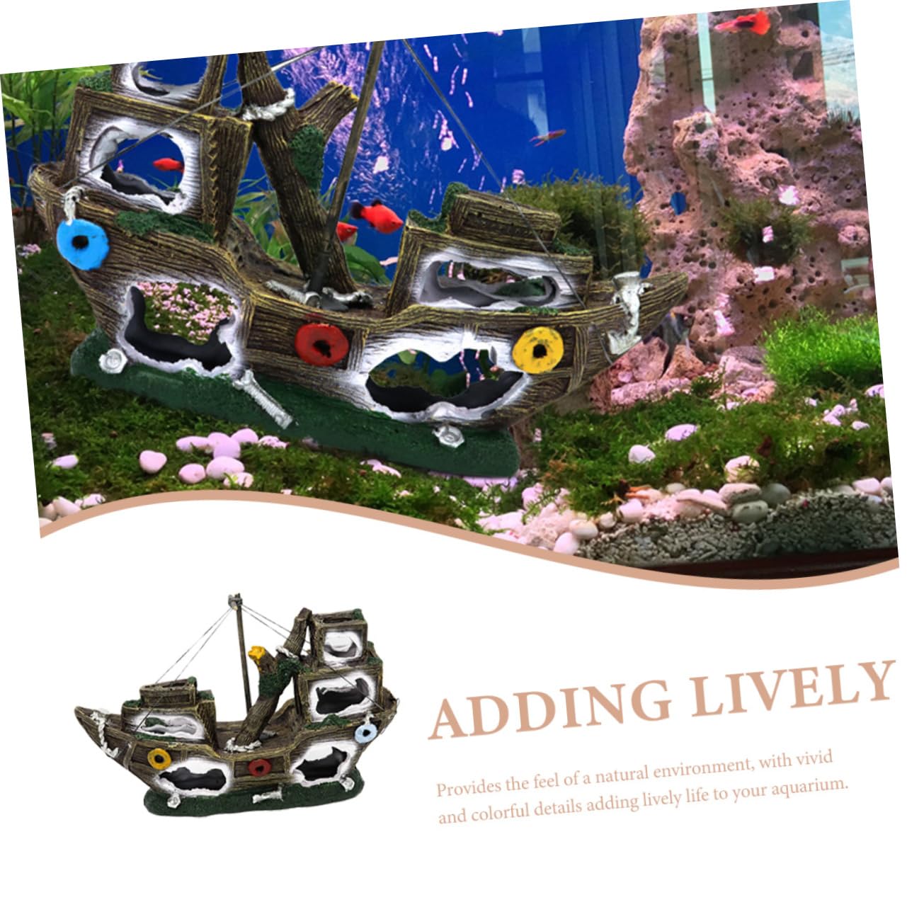 VANZACK Ornement De Paysage Aquarium Modèle De Pirate pour Décoration De Réservoirs Aquatiques Accessoire Créatif pour Poissons Betta Et Crevettes