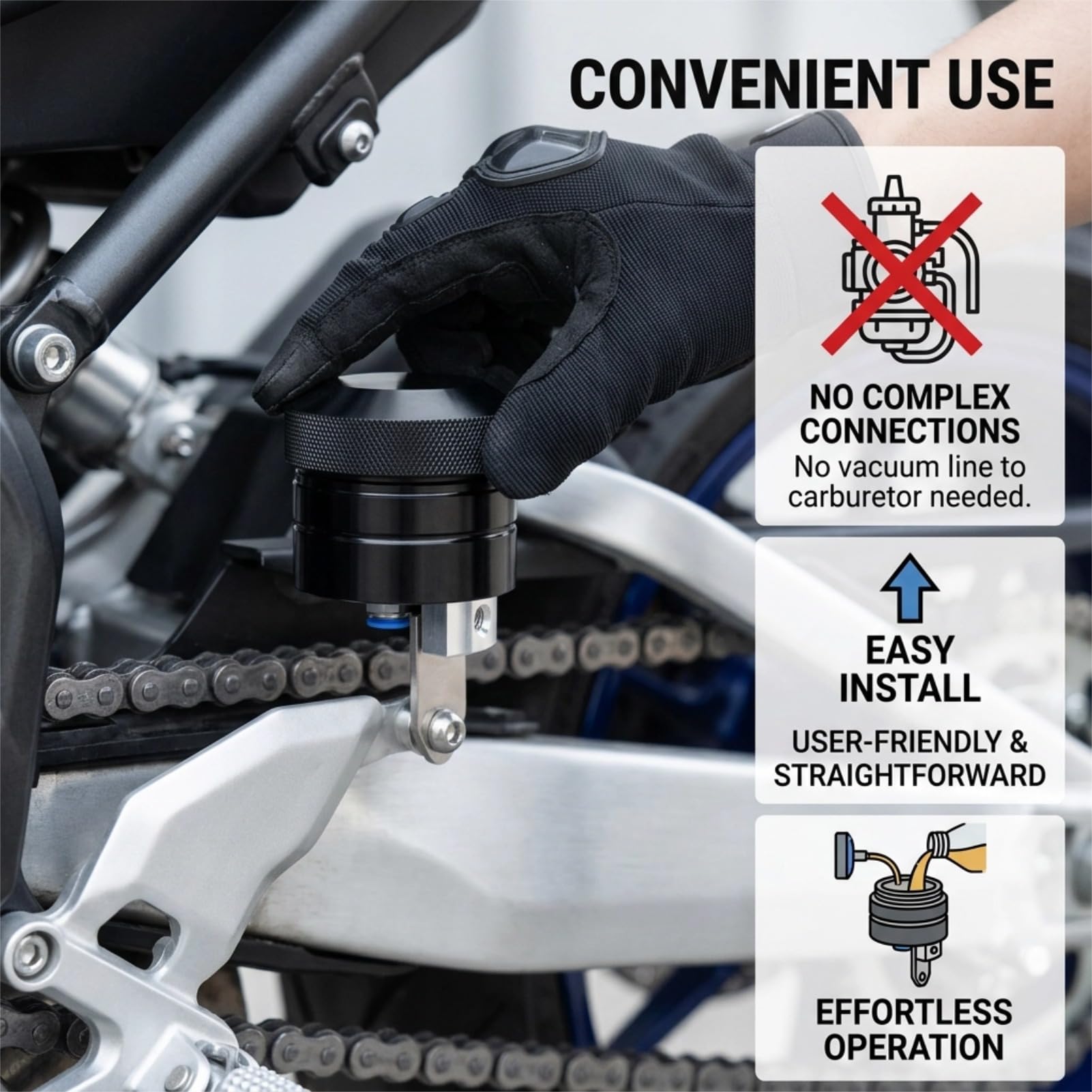 Motorradkettenöl -Ölsystem, Einfach zu Installierende Kettenschmiermittel mit Klammern, Verlängerte Halterung Universal Motorcycle Oiler, für Fahrt (Schwarz)