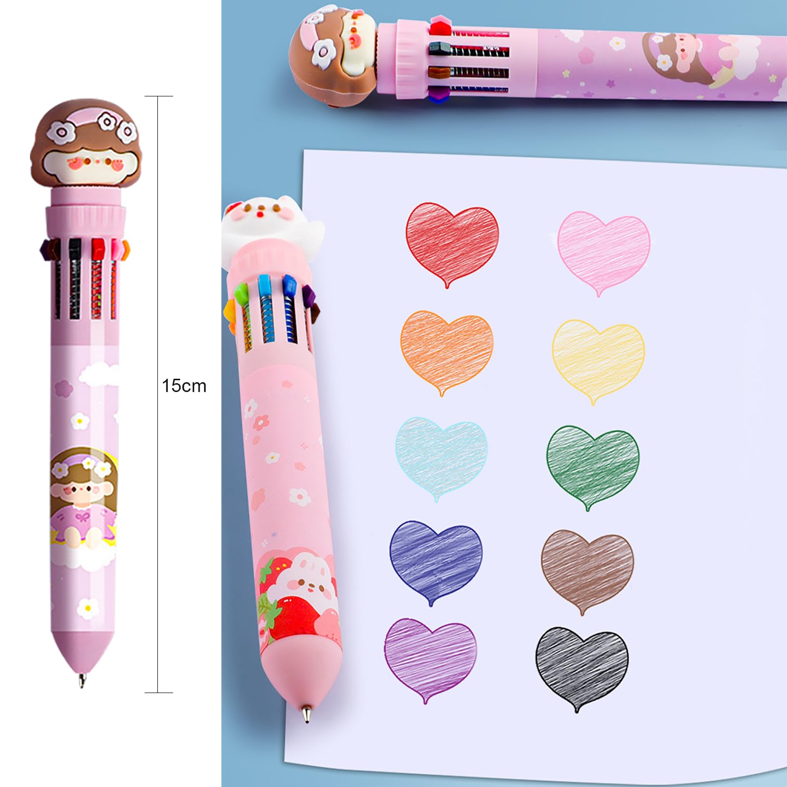 2 Stück 10-in-1 Kugelschreiber – Mehrfarbig, Retractable, 0,5 Mm Mine, Für Schule, Büro & Als Geschenk