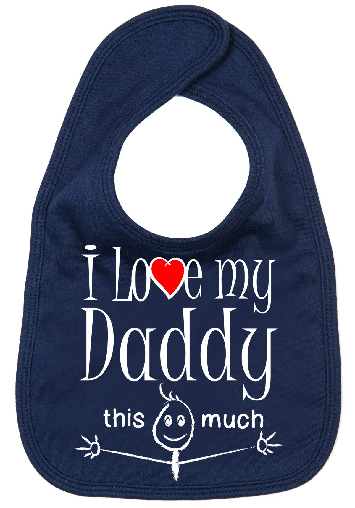 Image is Everything IiE, I Love My Daddy This Much, Son Daughter Baby Unisex Soft Cotton Feeding Bib, Navy Blue