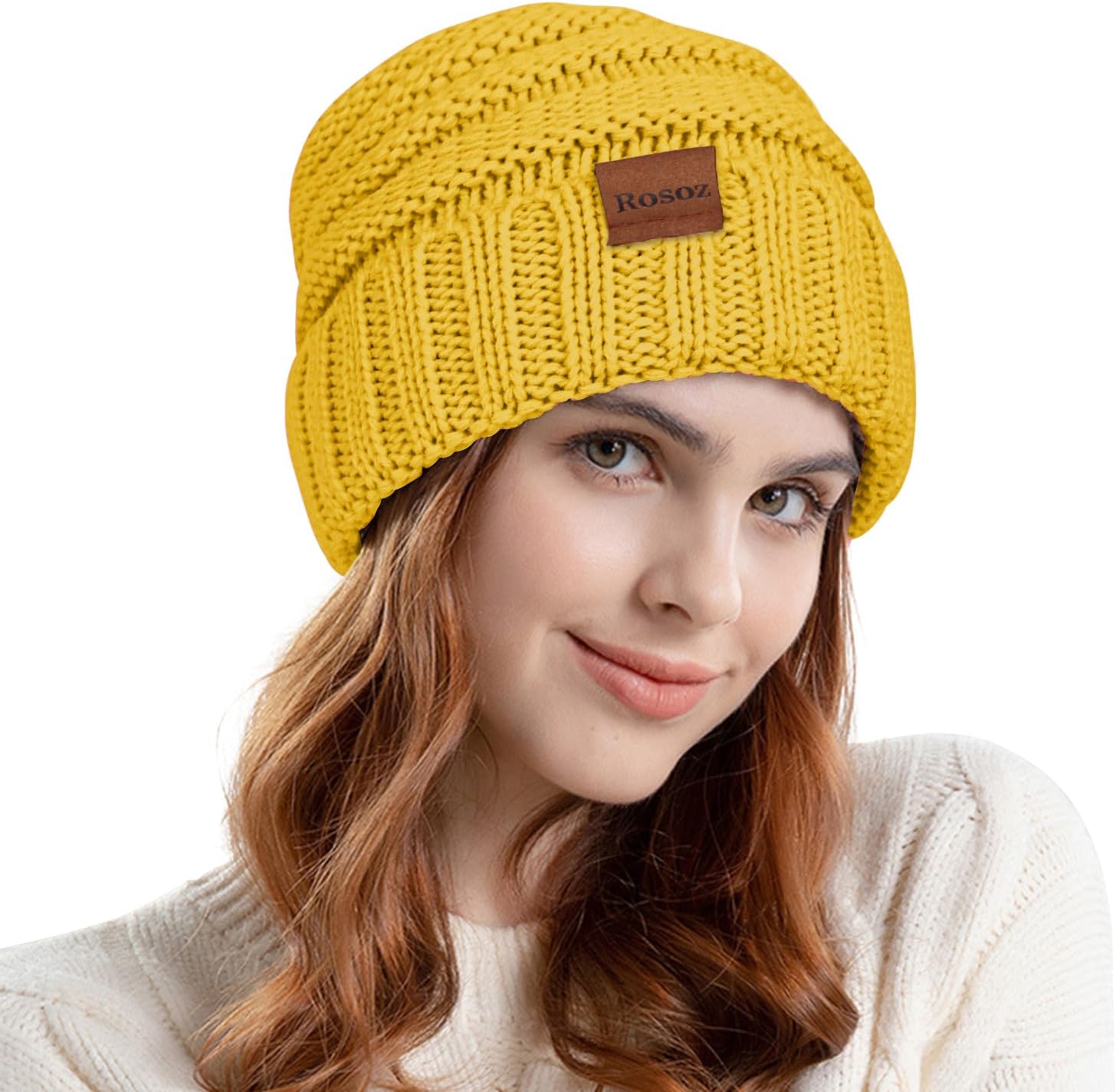 Rosoz Womens Beanies for Winter Slouchy Beanies for Women Knit Warm Winter Hats for Women Thick for Cold Weather image 2