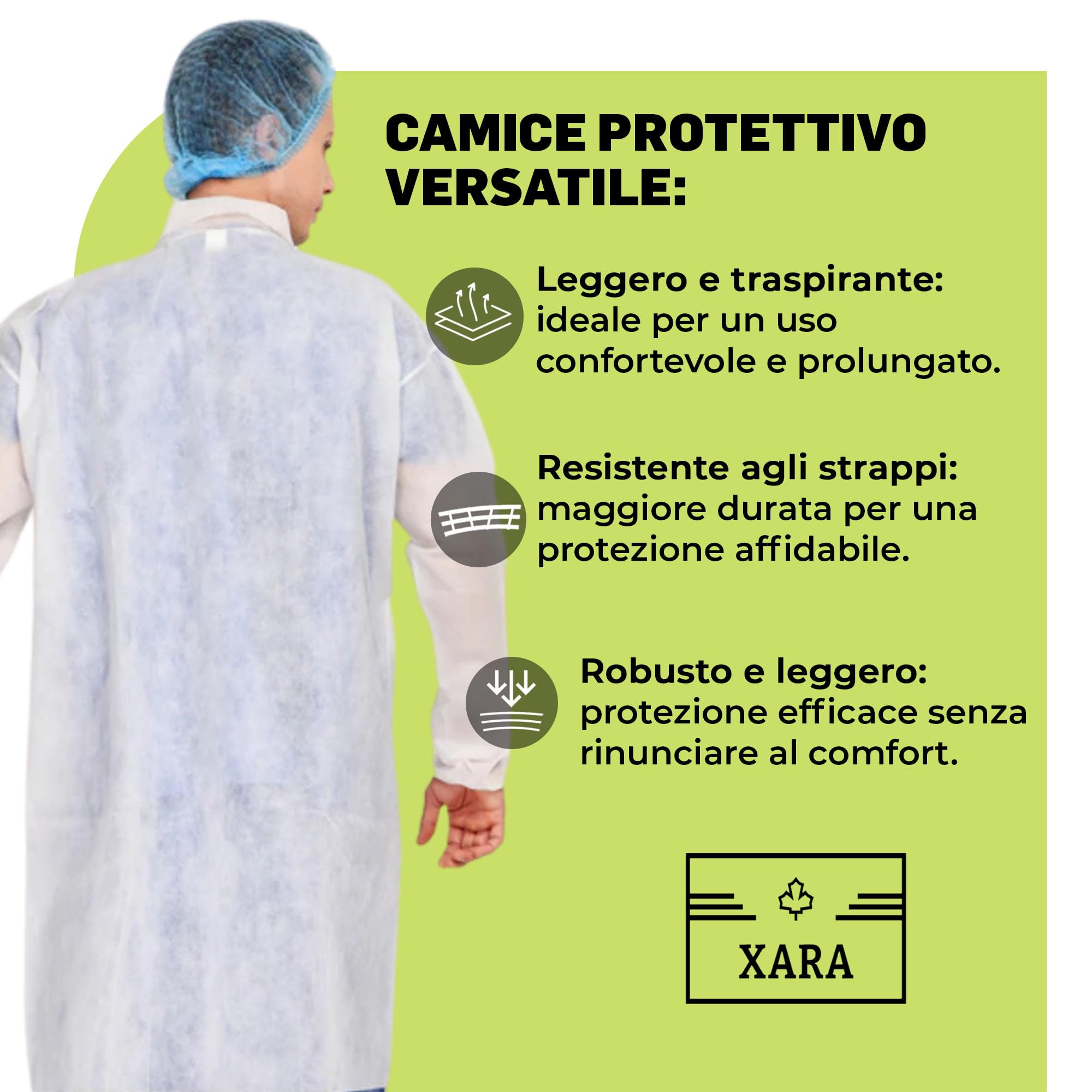 XARA Vestaglia chirurgica monouso XXXL 120 x 152 cm Confezione 10 TNT Polipropilene 35 gr