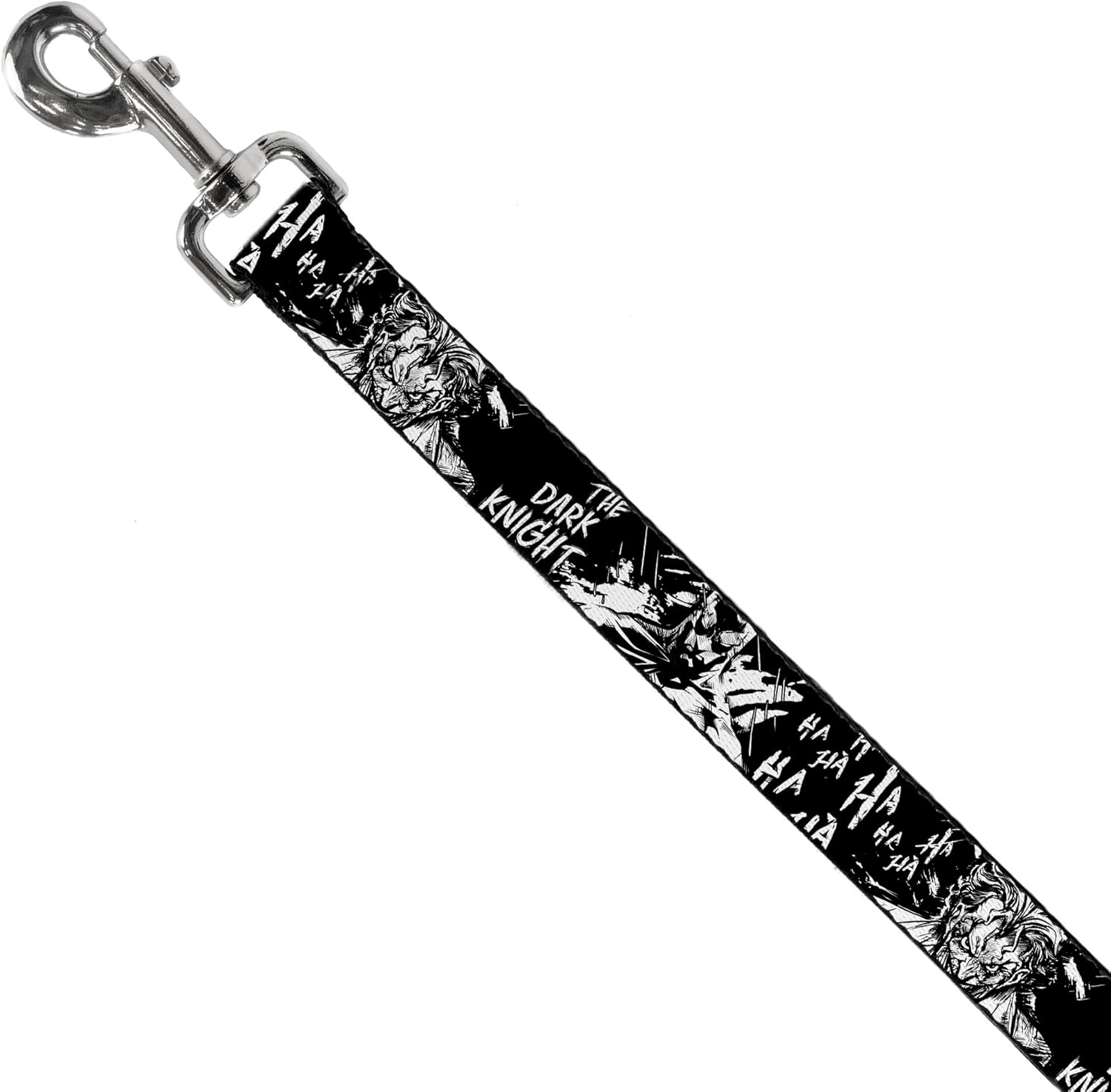 DC Comics Pet Leash, Dog Leash, Batman The Dark Knight and Joker Smiling Close Up Black, 6 Feet Long 1.5 Inch Wide