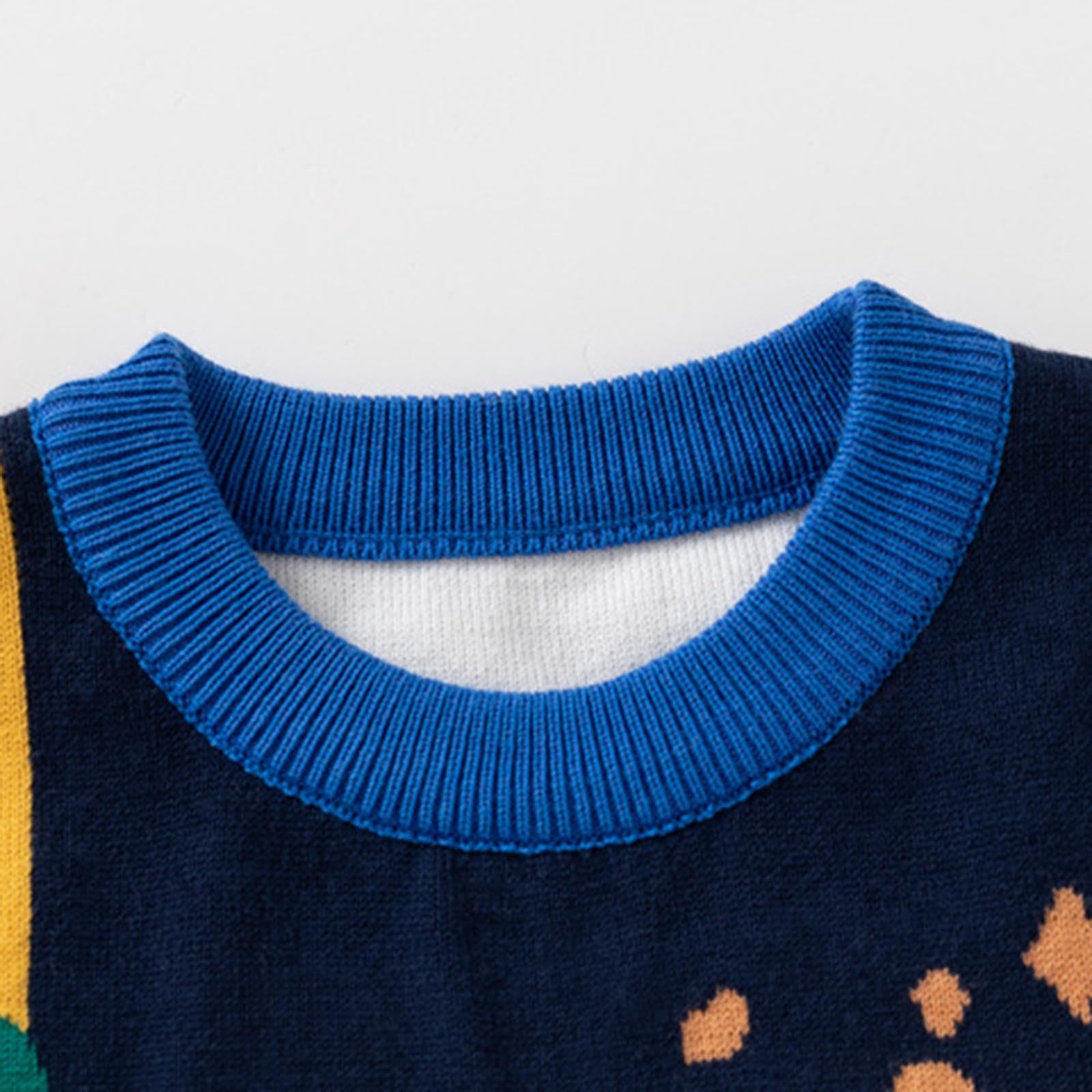 Petit t-shirt pour bébé - Pull en tricot Ctton Carton - Sweatshirt Top Garçon, Marine, 3-4 ans