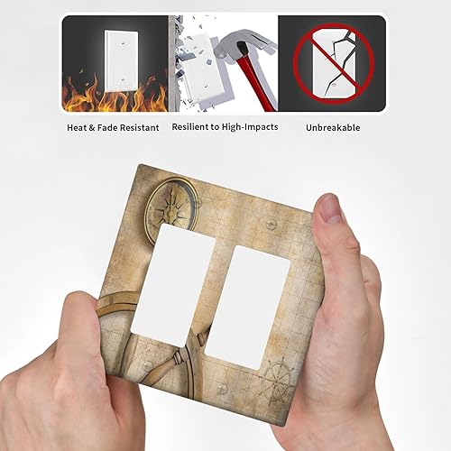 Vista 195 de Cubiertas decorativas de salida de estrella de mar playera, tablero de madera azul de concha de mar de 1 banda, decoración individual GFCI, placa