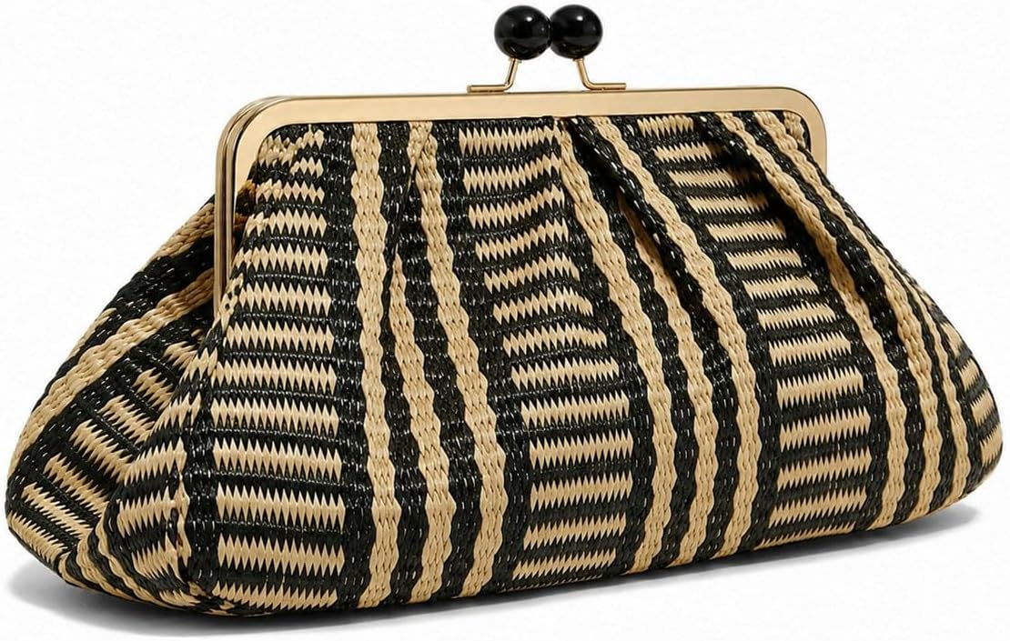 Straw Clutch Purse for Women, Classic Beach Clutch,Woven Summer Bag
