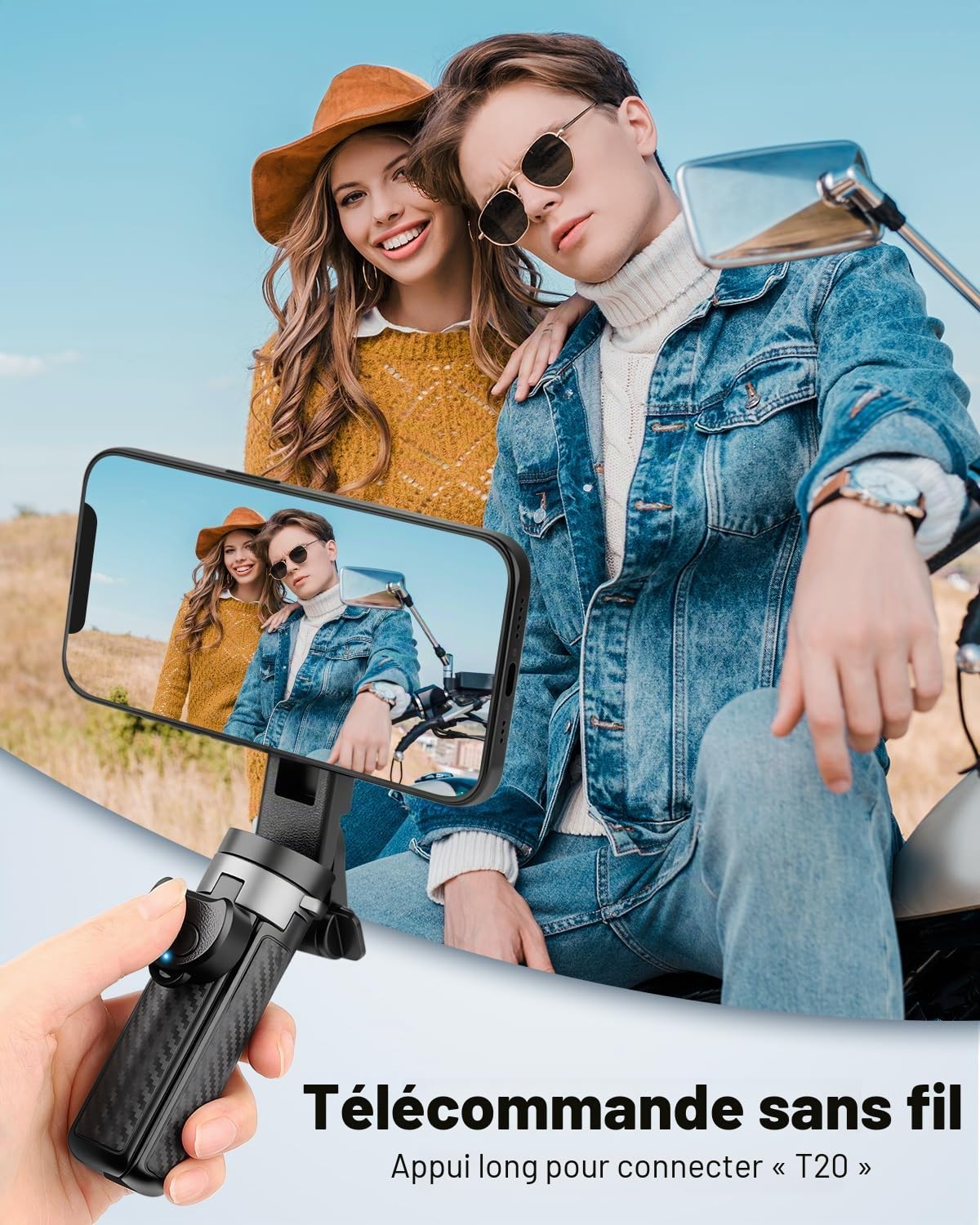 Victiv Magnétique Perche à Selfie, Ultra-Portable Mini Trépied Smartphone, Trépied Téléphone avec Télécommande & Anneau Magnétique pour iPhone 17/16/15/14 Pro Max Mag-Safe, Samsung, Huawei Android