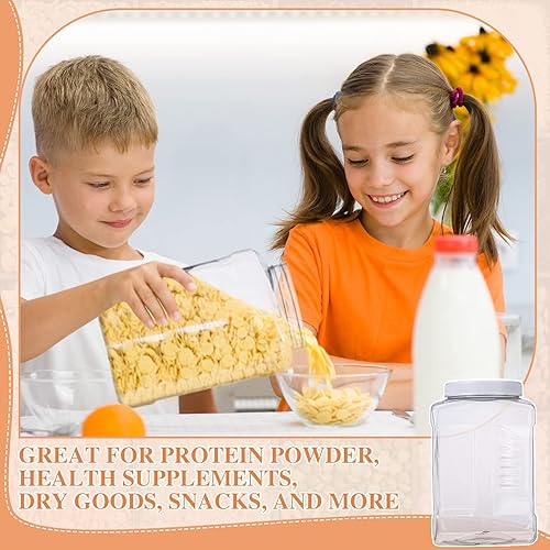 Miniatura 7 de 12 paquetes de 1 galón de plástico con tapa, recipientes de almacenamiento transparentes, recipientes de agarre, recipientes vacíos multiusos,