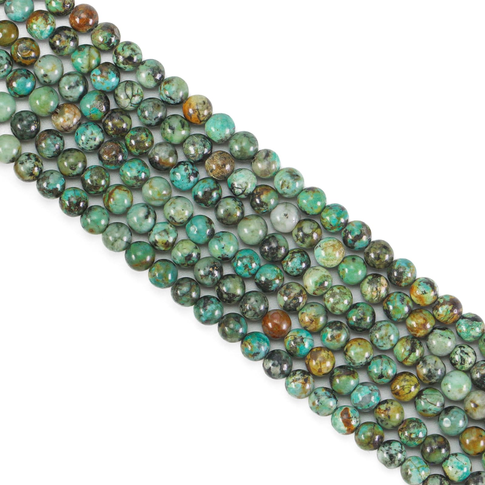Ouubuuy 60pcs 6mm Round Turquoise Crystal Beads for Jewelry Making, African Turquoise, 6 mm