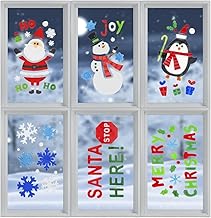 Set of 6 x Christmas Xmas Window Gel Jelly Stickers Decals Decorations