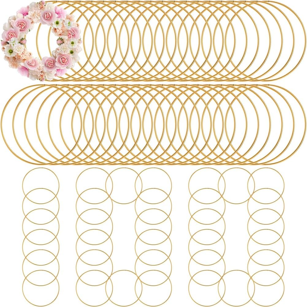 100 Anillos de Metal para Manualidades, Macramé, Atrapasueños, Aros Dorados, Decoración de Mesa de Boda, Colgante de Pared.