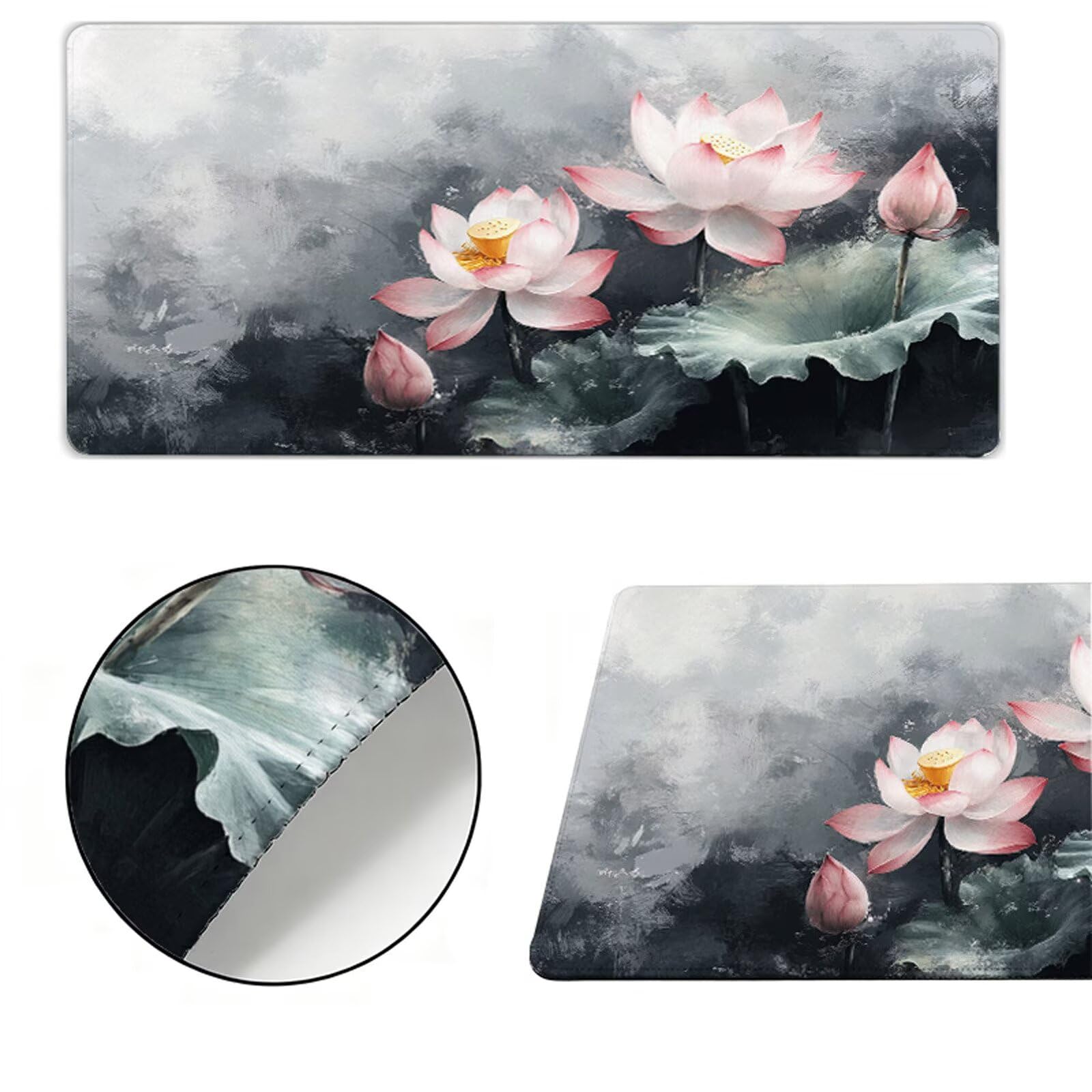 Podkładka pod mysz XXL 1200x600x3mm czarna podkładka pod mysz podkładka lotosowa poprawia precyzję i szybkość, wodoodporna antypoślizgowa, szyte krawędzie, akcesoria do gier, komputer, prezent dla