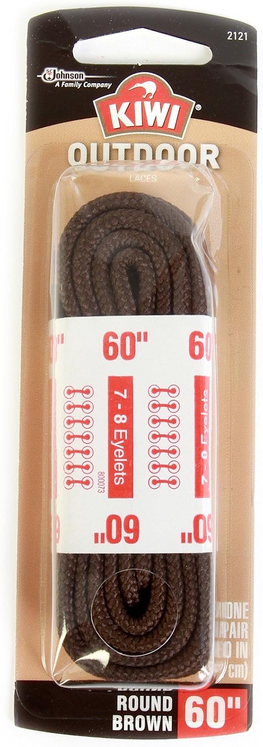 SC Johnson Kiwi Outdoor Nylon Boot Laces, Round, Brown, 0.8 Oz