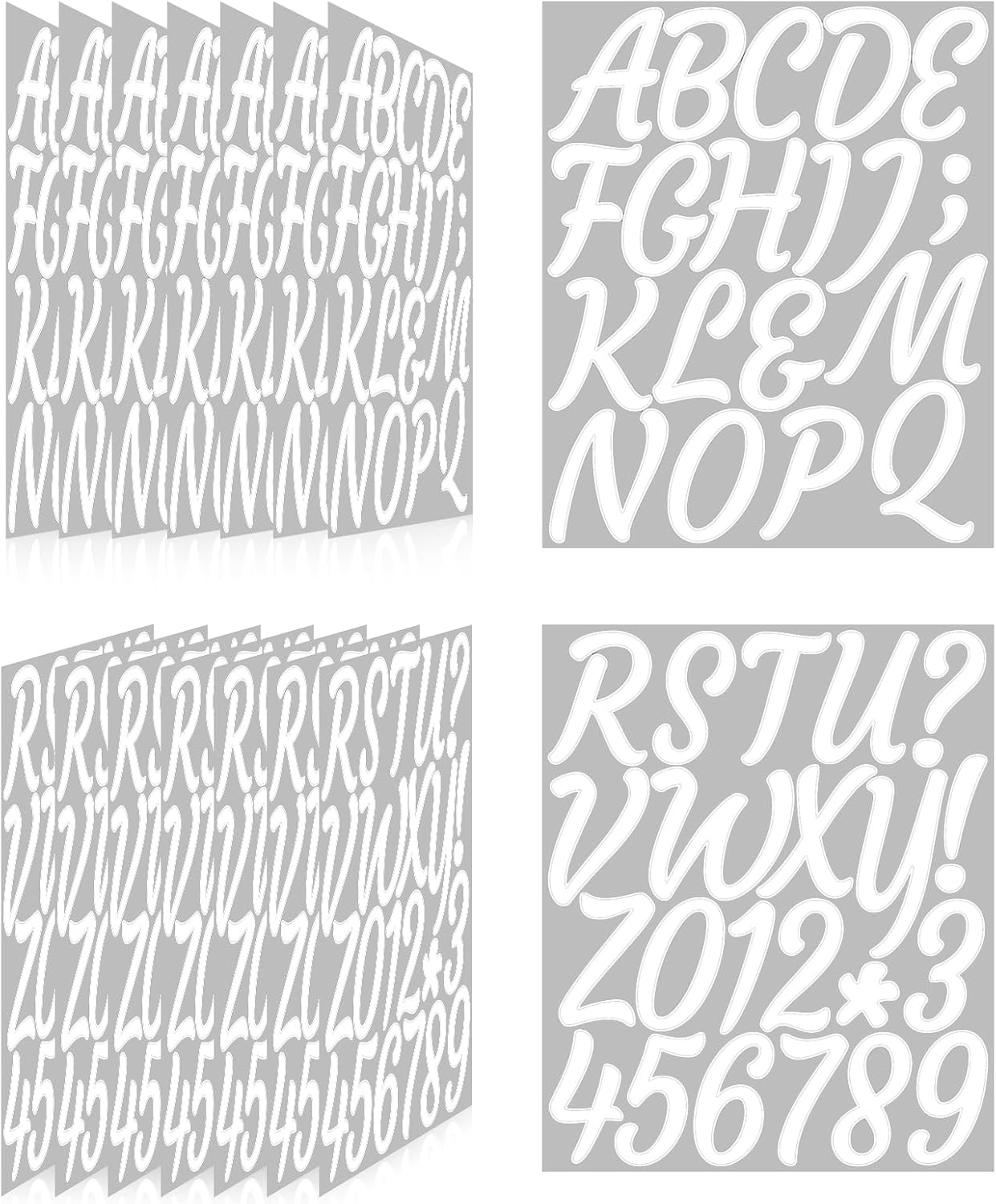 336 Pieces 16 Sheets Letter Stickers,Self Adhesive Waterproof Mailbox Numbers Stickers,Alphabet Decals for DIY,Bulletin Board,Window,Door,Sign,Bike,Car,Laptop,Scrapbook(White, 3 Inch)
