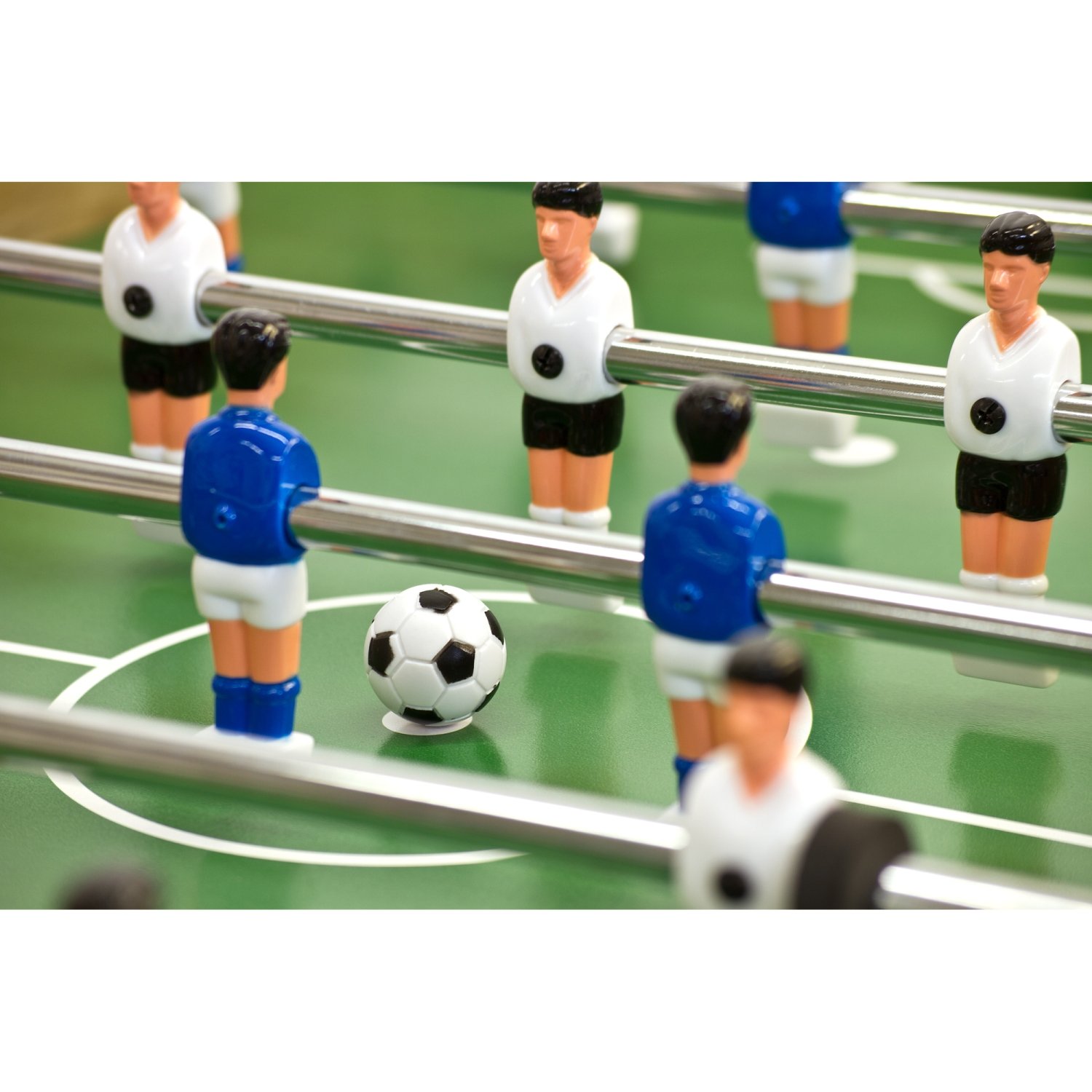 GAMES PLANET Tischfussball „Belfast“, klappbar, Farbvarianten: Schwarz/weiß/Holzdekor hell oder Dunkelbraun/Soccer, nahtlos hochgezogene Spielfeldecken, inkl. 2 Bälle, Kicker Kickertisch Tischkicker