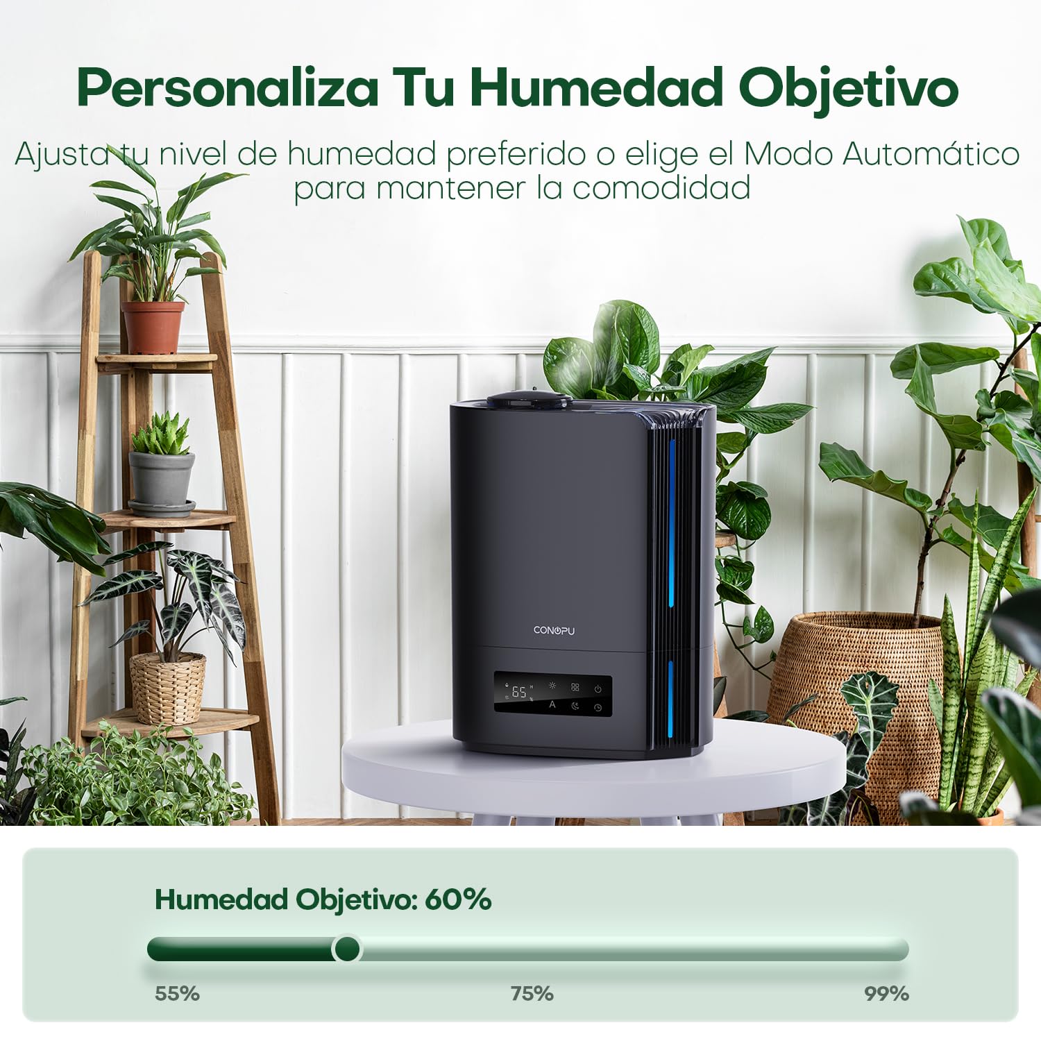 CONOPU Humidificador de Aire Ultrasónico 6L, Humidificador Silencioso de Aceites Esenciales con Tres Modos y Temperatura Constante, Humidificador Bebés con Varios Modos de Humedad
