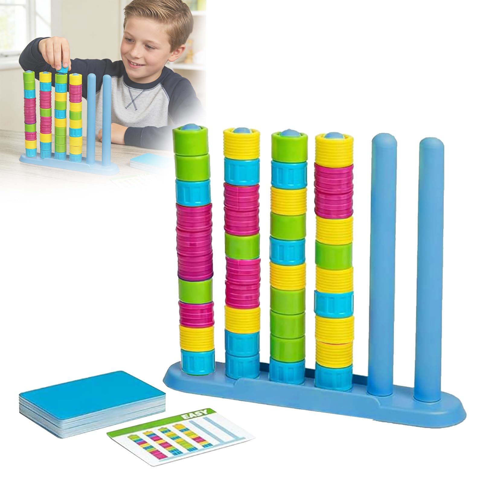 OEHUG Colour Stack Challenge Game,Color Matching Stacking Puzzle Game,Portable Stacking Games for 2 Players,Quick Puzzle Game for Kids/Adults,Portable Family Game for Travel (1pcs)