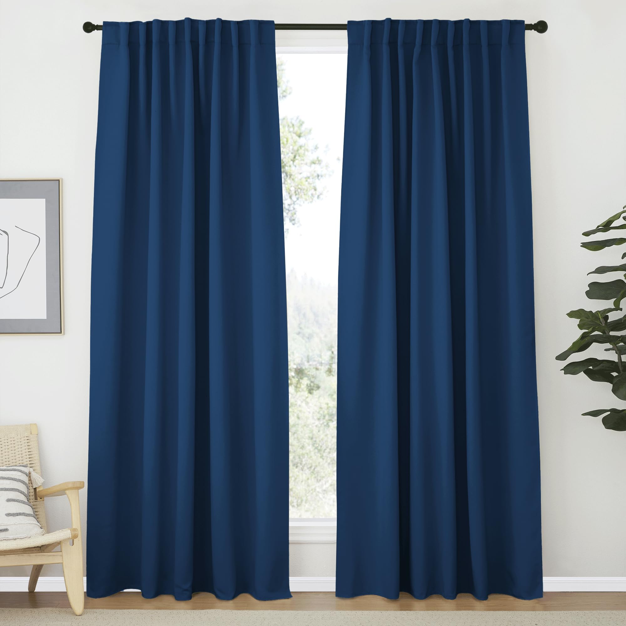 NICETOWN Blackout Curtain Panel for Living Room - (Moroccan Blue Color) 62 inches Wide by 84 inches Long, 2 Panels Set, Insulated Room Darkening Window Drapes