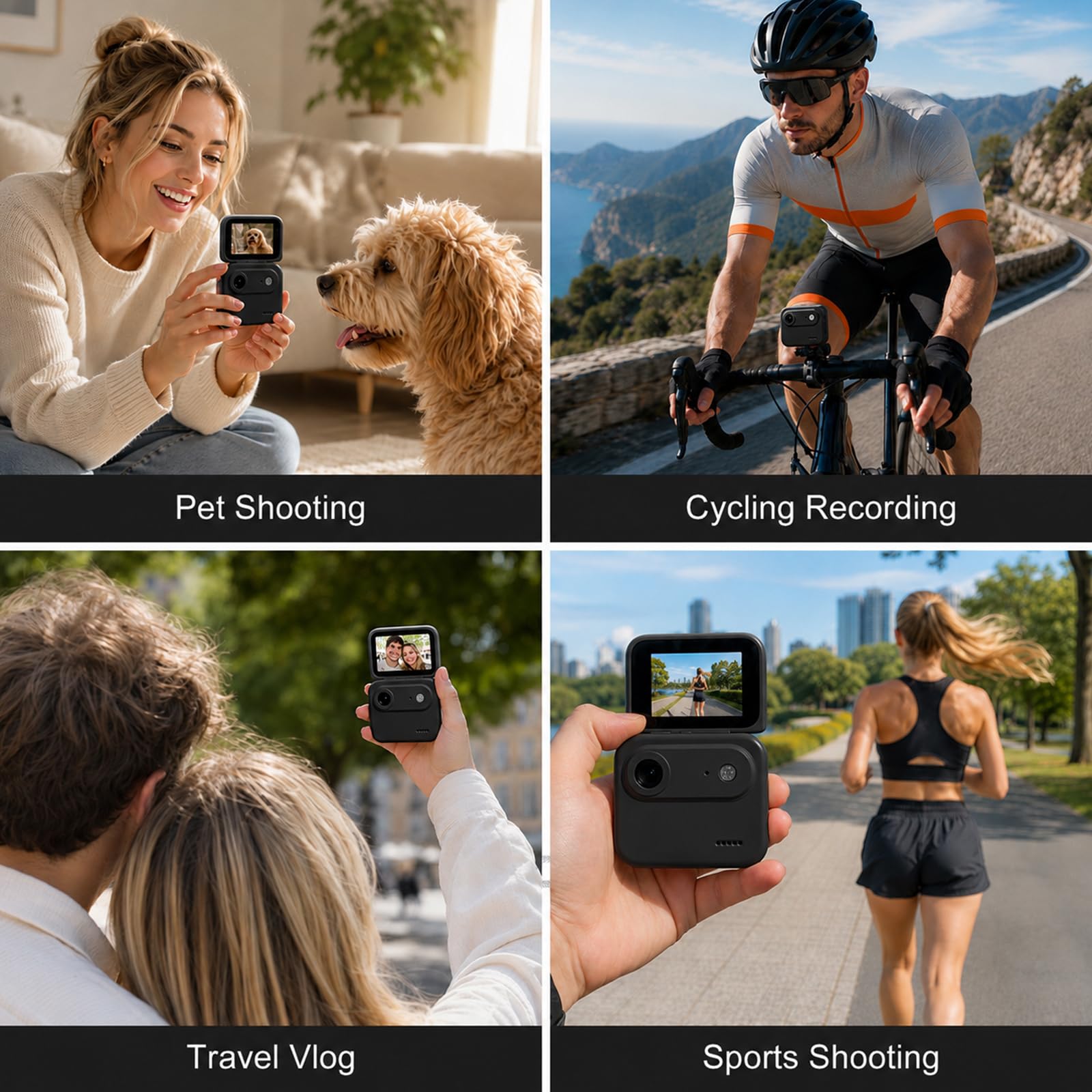 Schermo di vibrazione della macchina fotografica di azione, carta di TF di 32GB, video registratore portatile della foto