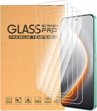 4 Pack Tempered Glass Compatible with Tecno Pova 7 Pro 5G 6.78 inch Screen Protector - 9H Hardness HD Clear Anti-Fingerprint Protective Film